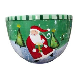 Holiday Home Santa Claus Holiday Big Ceramic Mixing Bowl New